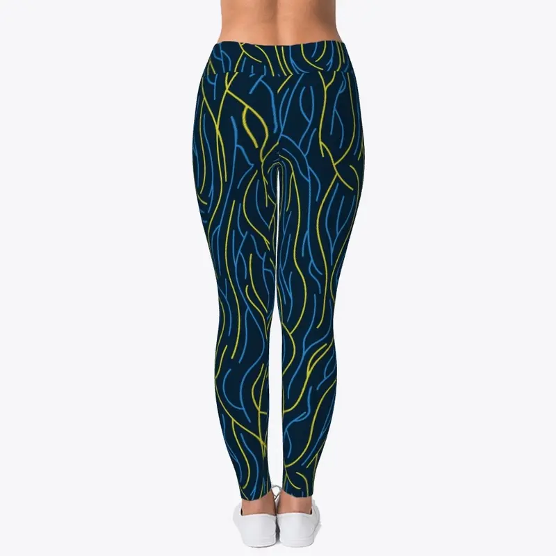 dark blue with yellow leggins