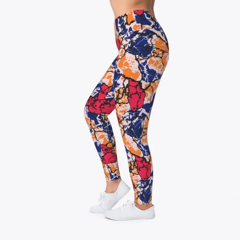 leggins orange blue white